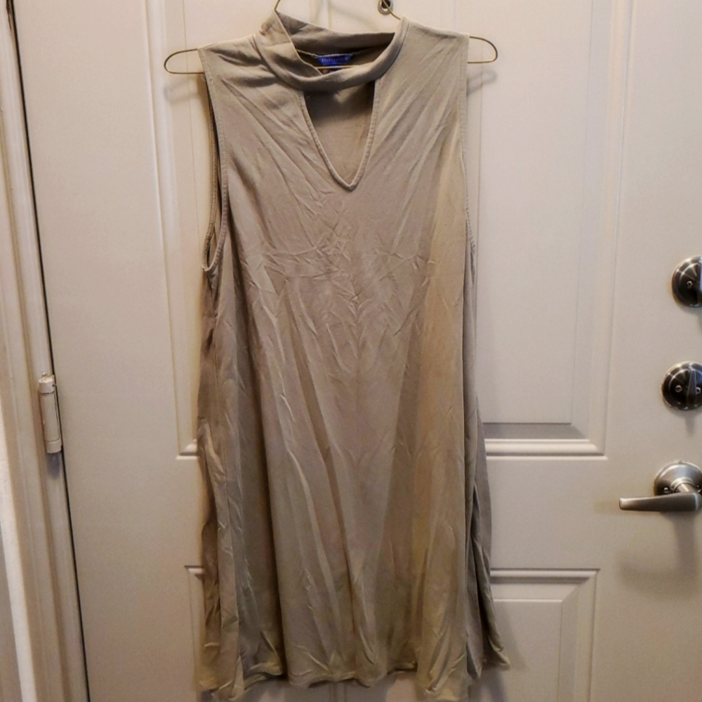 Sleeveless Mock Neck Swing Dress